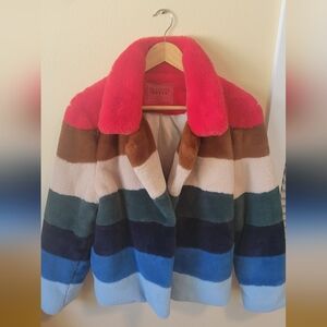 Blank NYC faux fur color striped coat